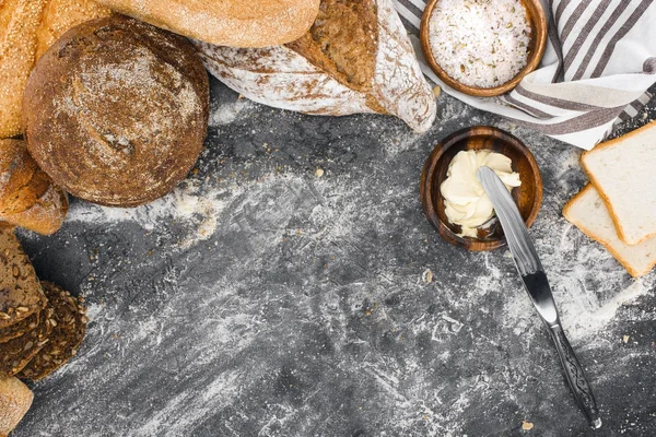 Homemade bread and butter — Stock Photo