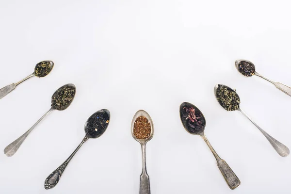Herbal tea and spoons — Stock Photo