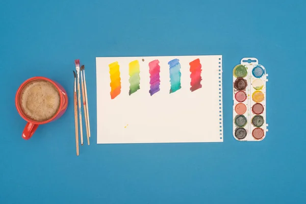 Sketch of mixed paints and watercolor paints — Stock Photo