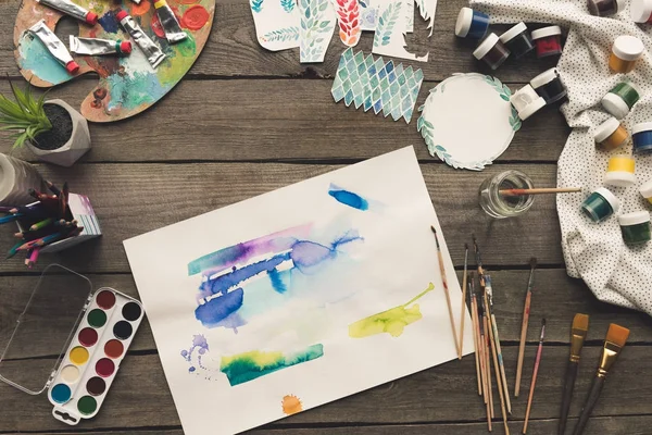 Artist sketches drawn with watercolor paints — Stock Photo
