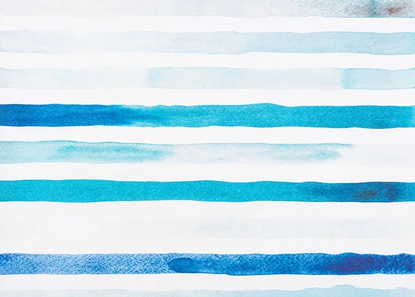 Lignes aquarelles bleu clair et turquoise sur blanc — Photo de stock