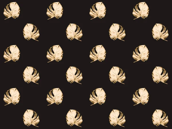 Vollständiger Rahmen aus leuchtend goldenen Blättern isoliert auf schwarz — Stockfoto