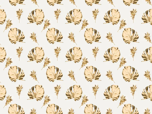 Full frame of various golden plants and leaves isolated on grey — Stock Photo