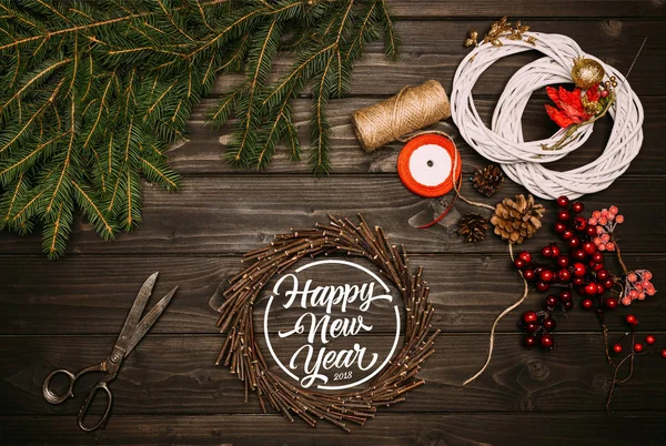 Happy new year wreath — Stock Photo