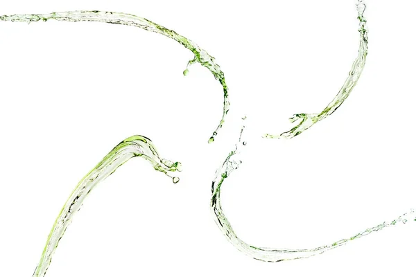 Salpicos de água verde isolado no branco — Fotografia de Stock
