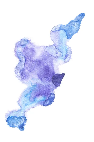 Abstract painting with blue watercolour paint blots on white — Stock Photo