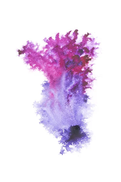 Abstrakte Malerei mit dunkelblauen und lila Farbklecksen auf Weiß — Stockfoto