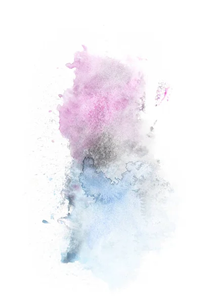 Abstract painting with light blue and purple paint blots on white — Stock Photo