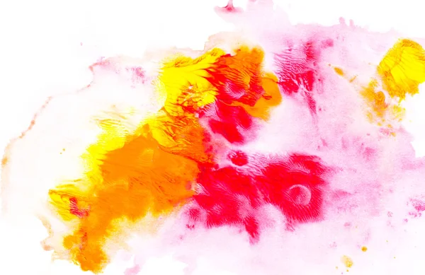 Abstract painting with bright colorful watercolor paint blots on white — Stock Photo