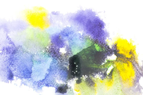 Pintura abstrata com manchas de tinta aquarela coloridas em branco — Fotografia de Stock