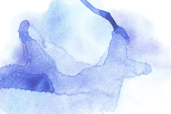 Peinture abstraite avec des taches de peinture aquarelle bleue sur blanc — Photo de stock