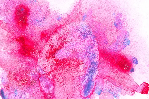 Pintura abstrata com manchas de tinta rosa e azul sobre branco — Fotografia de Stock