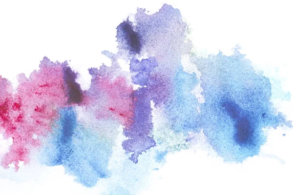 Abstract painting with bright blue and pink paint blots on white — Stock Photo