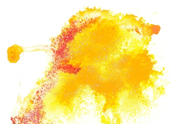 Abstract painting with red and yellow paint spots on white — Stock Photo