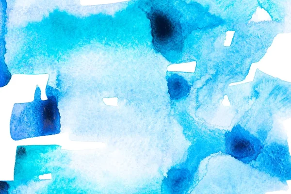 Abstract painting with dark and light blue paint blots on white — Stock Photo