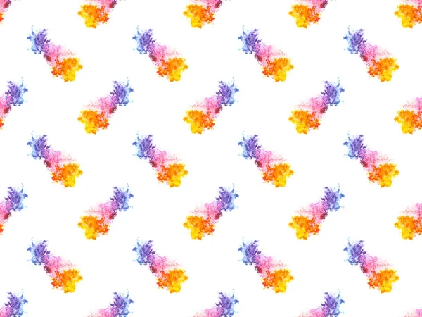 Бесшовный узор с красочными пятнами акварельной краски, изолированные на белом — стоковое фото
