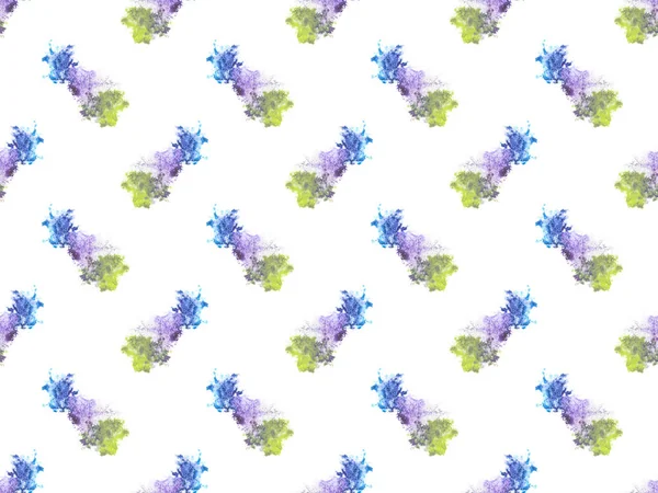 Seamless pattern with blue, green and purple watercolor paint spots, isolated on white — Stock Photo