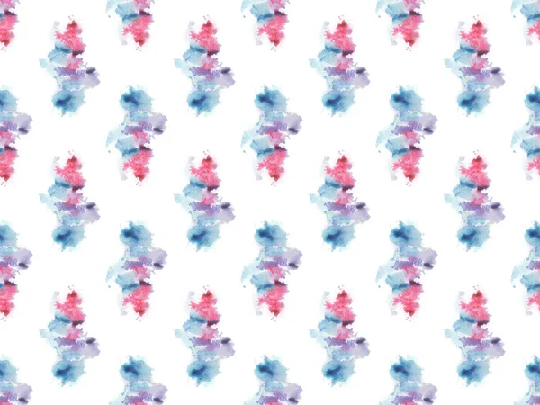 Motif sans couture avec des taches de peinture aquarelle bleu et rose, isolé sur blanc — Photo de stock