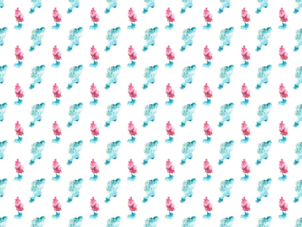 Nahtloses Muster mit blauen und rosafarbenen Farbflecken, isoliert auf weiß — Stockfoto