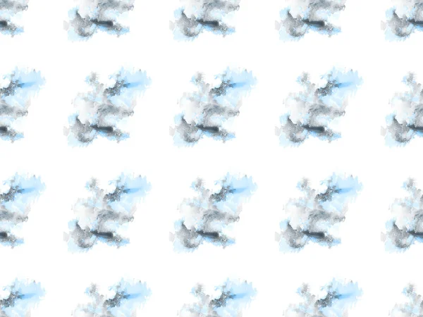 Seamless pattern with blue and grey watercolor paint spots, isolated on white — Stock Photo