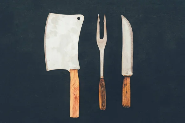 Top view of rustic cutlery composition — Stock Photo