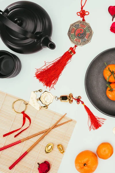 Top view of traditional chinese new year composition — Stock Photo