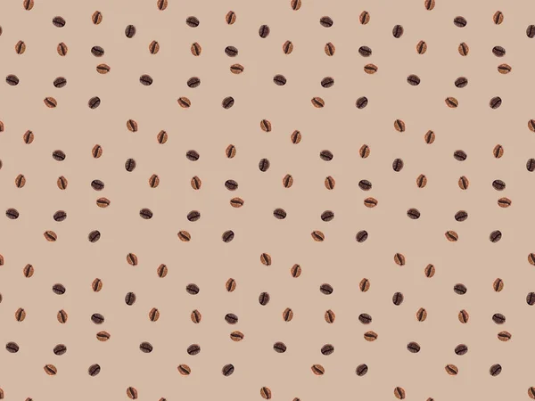 Top view of seamless pattern made from coffee beans isolated on brown — Stock Photo