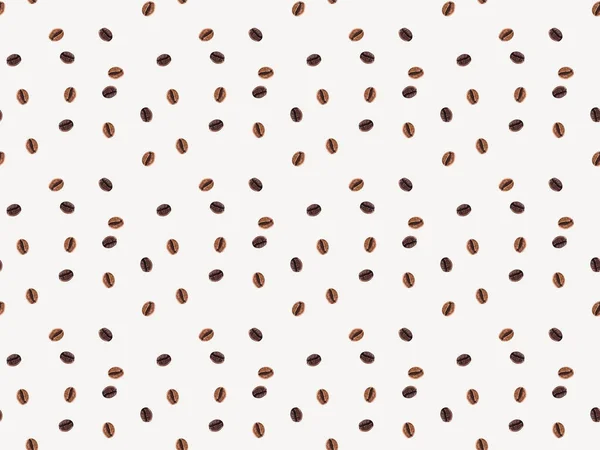 Вид сверху на бесшовный узор из кофейных зерен, изолированных на белом — стоковое фото