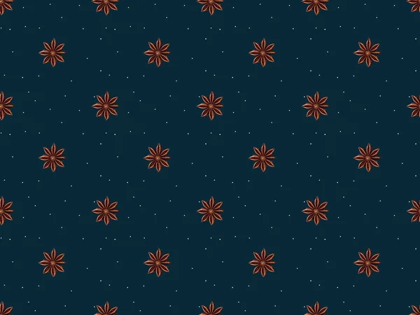 Top view of seamless pattern from anise stars isolated on dark blue background — Stock Photo