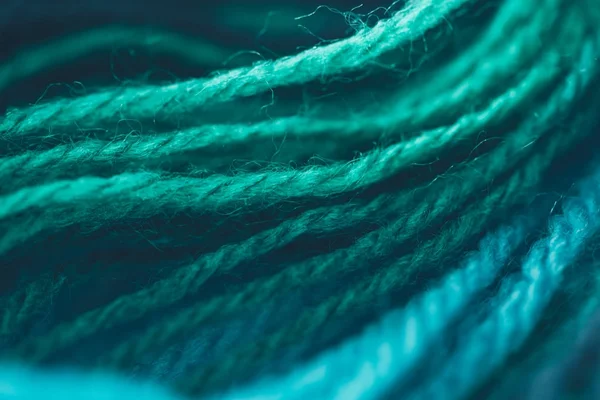 Close up view of blue and green knitting yarn ball — Stock Photo