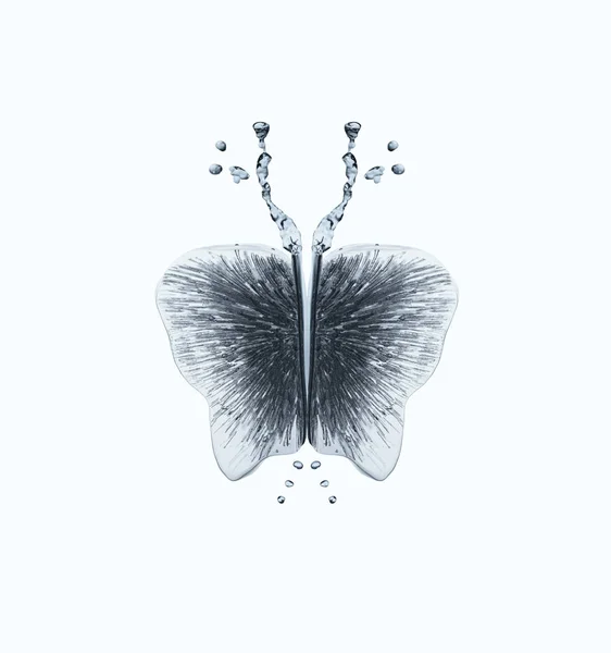 Melting ice cubes with drops looks like a butterfly, isolated on white — Stock Photo