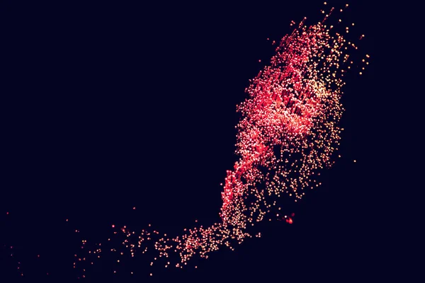 Shiny red fiber optics on dark background, looks like constellation in space — Stock Photo