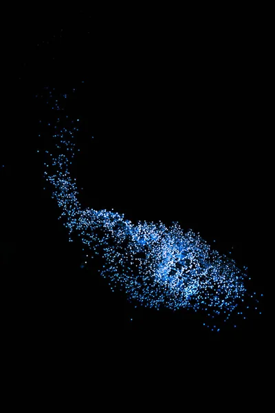 Shiny blue fiber optics on dark background, looks like constellation in space — Stock Photo