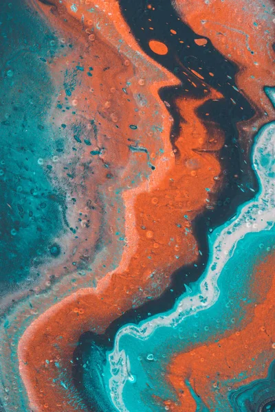 Textura abstrata com tinta acrílica azul e laranja — Fotografia de Stock