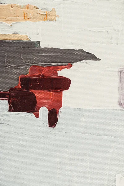 Close up of beige and burgundy brush strokes on abstract oil painting — Stock Photo