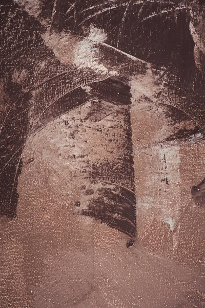 Close up of brown brush strokes on abstract acrylic painting — Stock Photo