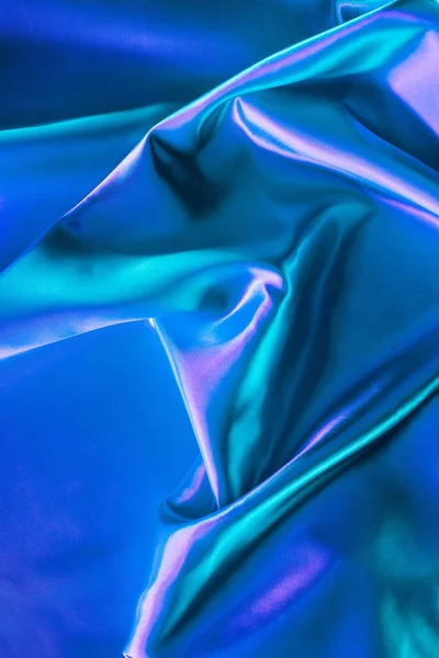 Blau und türkis glänzende Seide Stoff Hintergrund — Stockfoto