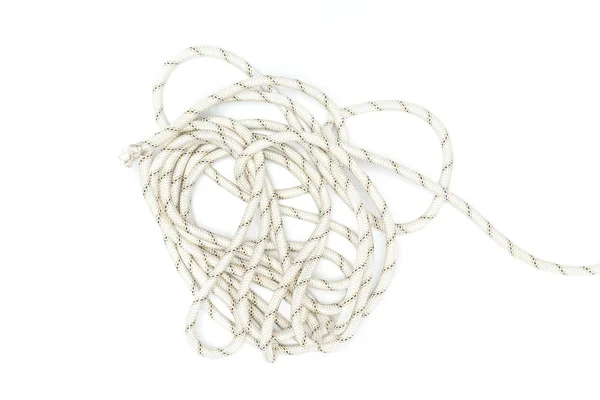 Вид зверху на білу морську мотузку ізольовано на білому — стокове фото