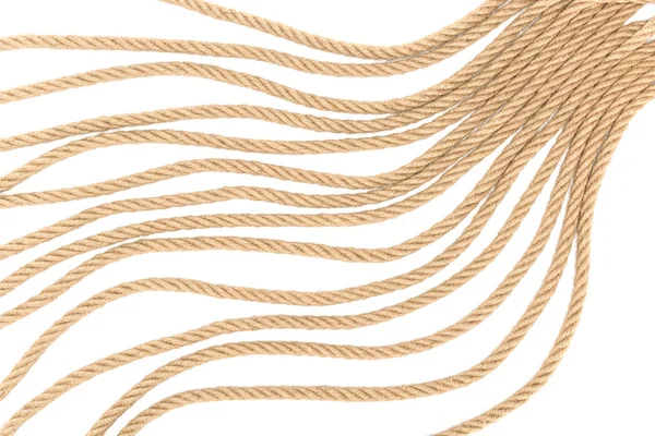 Top view of arranged brown nautical rope isolated on white — Stock Photo