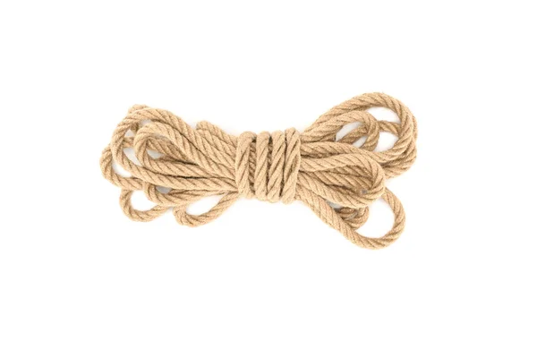 Top view of tied nautical rope isolated on white — Stock Photo