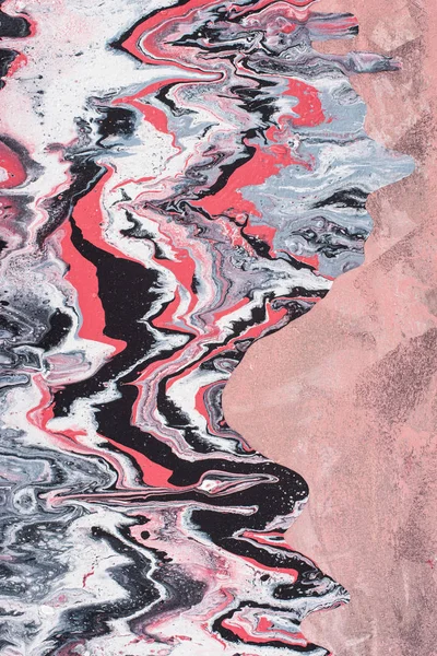 Gros plan de texture abstraite peinte à l'acrylique avec gris et rose — Photo de stock