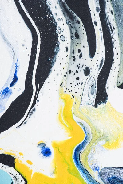 Fond abstrait avec peinture acrylique jaune et bleue — Photo de stock