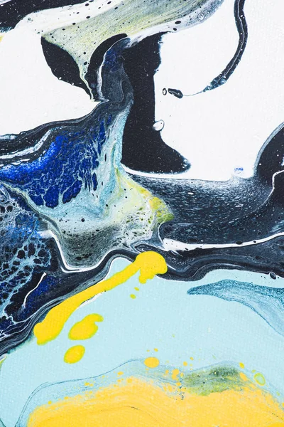 Texture abstraite avec peinture acrylique jaune et bleue — Photo de stock