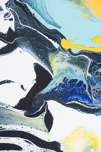 Abstrakte Textur mit gelber und blauer Acrylfarbe — Stockfoto
