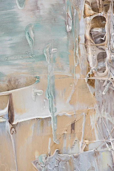 Abstract background with beige and light blue brush strokes of oil paint — Stock Photo