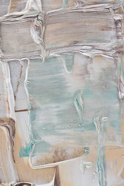 Close up of beige and light blue brush strokes of oil paint — Stock Photo