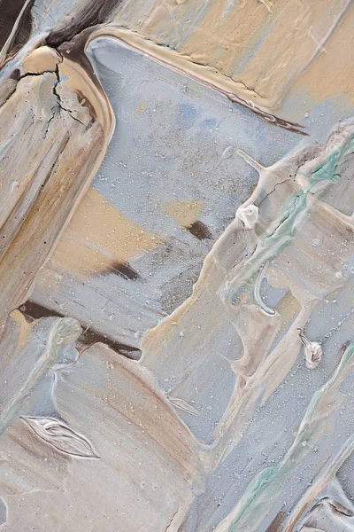 Close up of beige and light brush strokes of oil paint — Stock Photo
