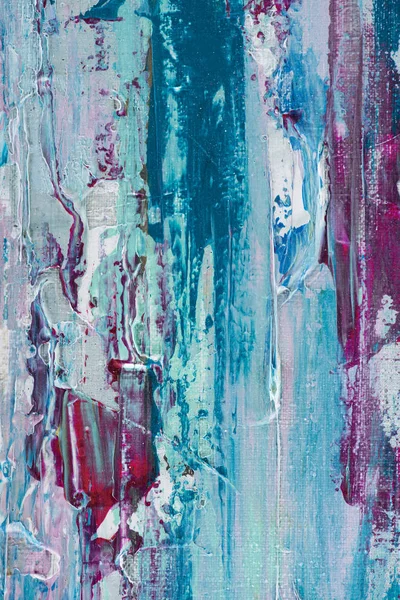 Close up of blue and purple brush strokes of oil paint — Stock Photo