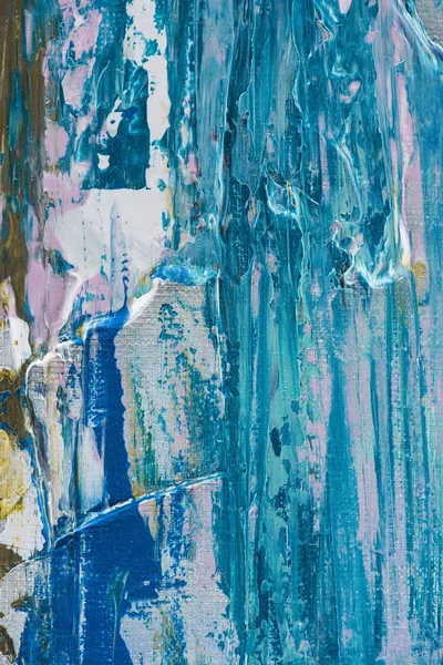 Close up texture of blue brush strokes of oil paint — Stock Photo