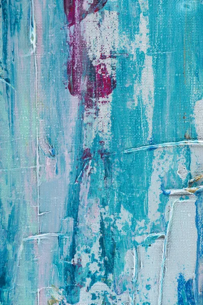 Close up of light blue brush strokes of oil paint — Stock Photo